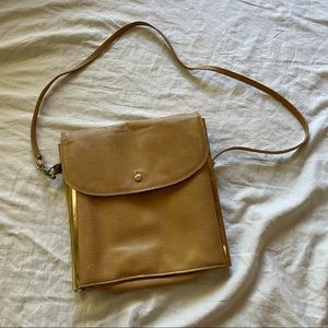 VINTAGE LEATHER TAN RECTANGLE SNAP CROSSBODY